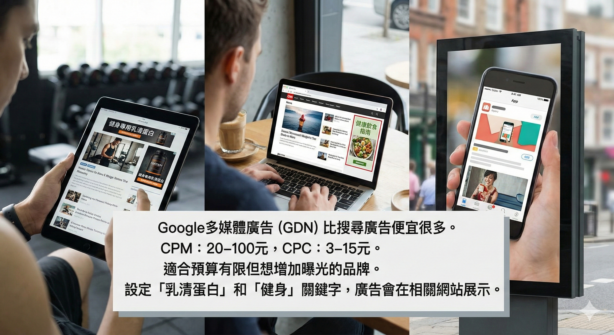Google 多媒體廣告（GDN） 適合預算有限但想增加曝光的品牌。